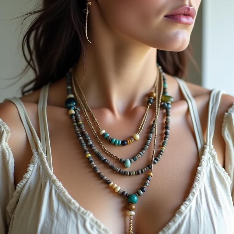 Collares layering en madera reciclada